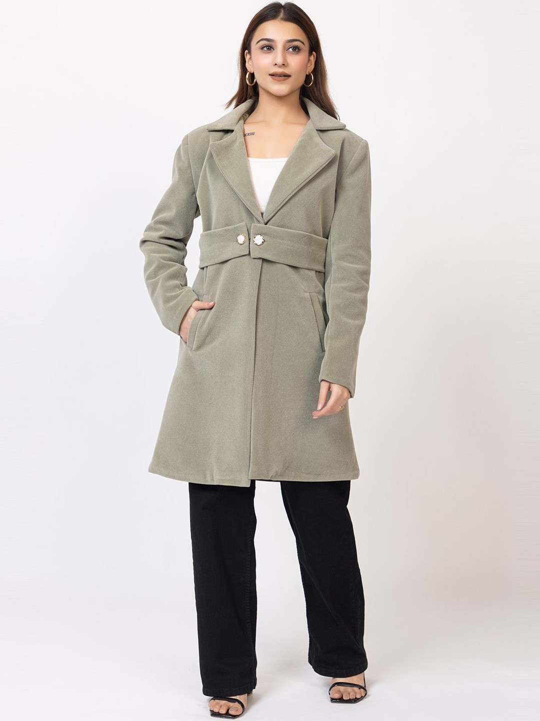BUFFARO Notched Lapel Single-Breasted Regular Fit Overcoat