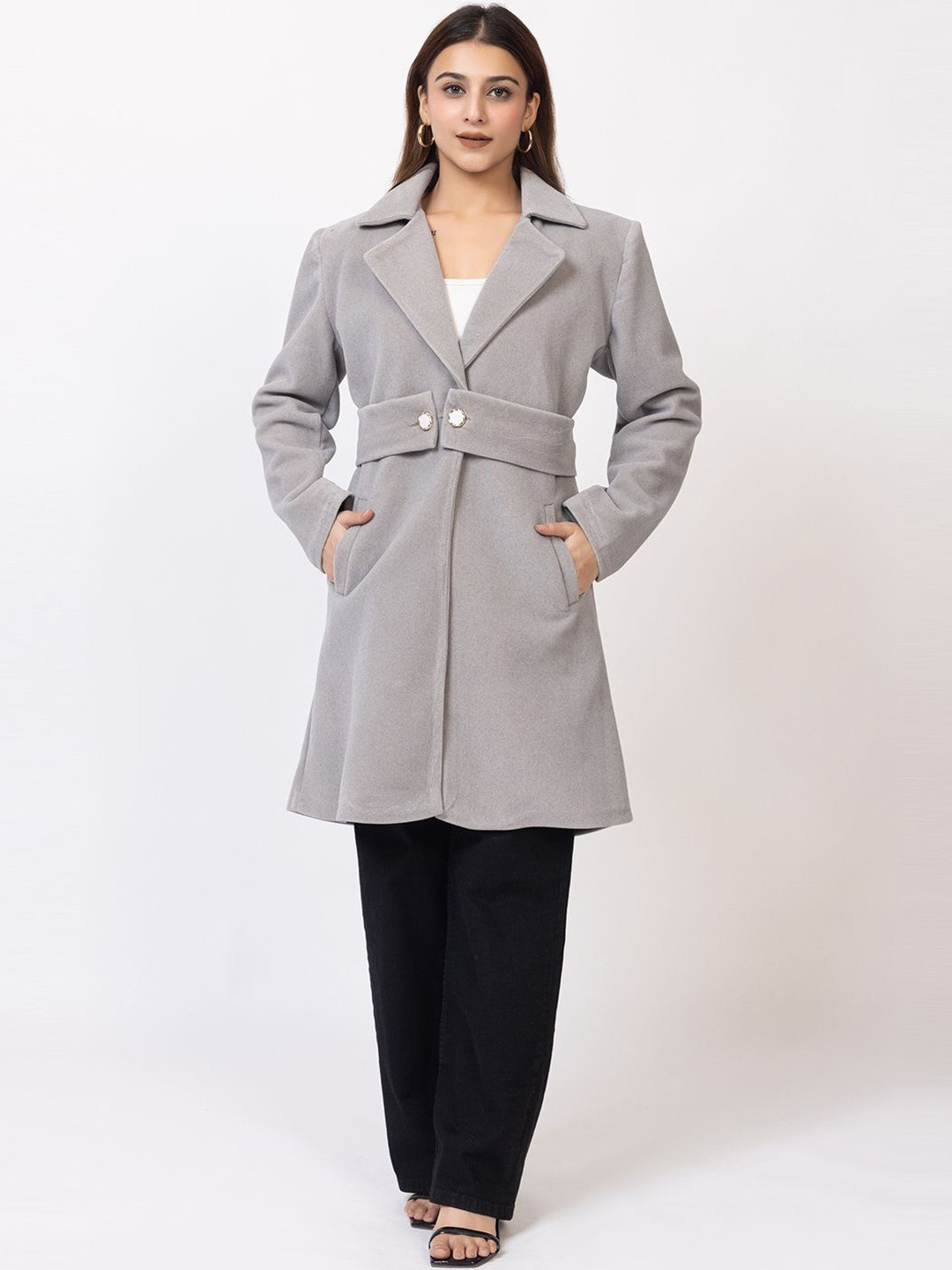 BUFFARO Notched Lapel Single-Breasted Regular Fit Overcoat