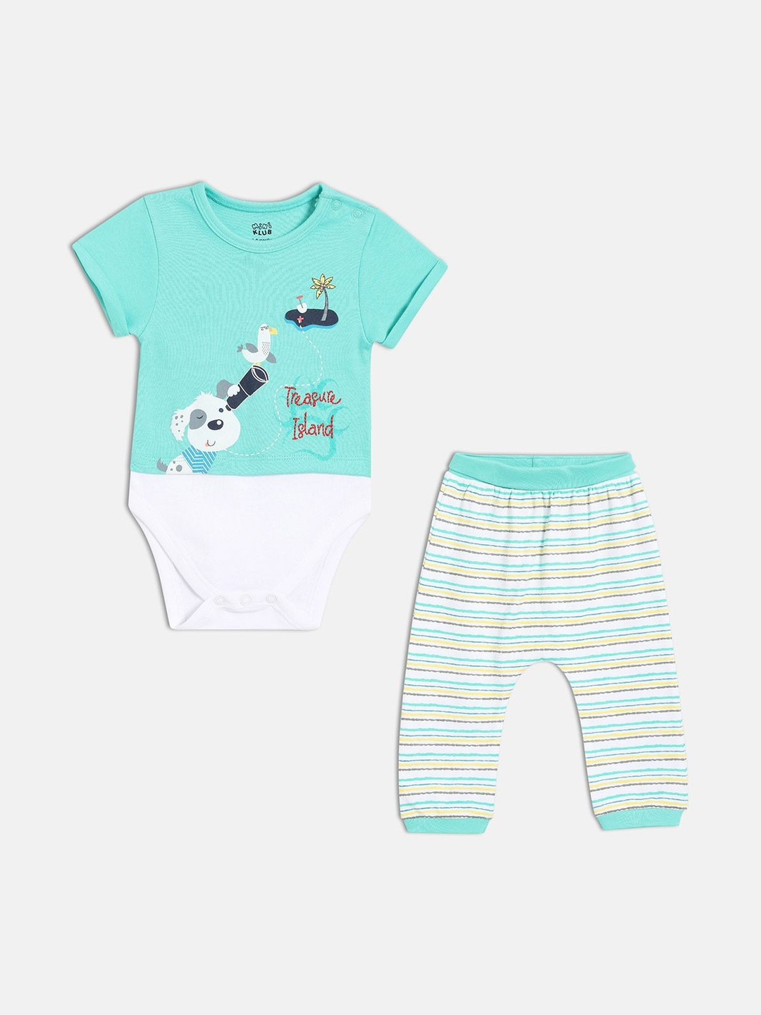 MINI KLUB Infants Boys Printed Cotton Bodysuit With Bottom