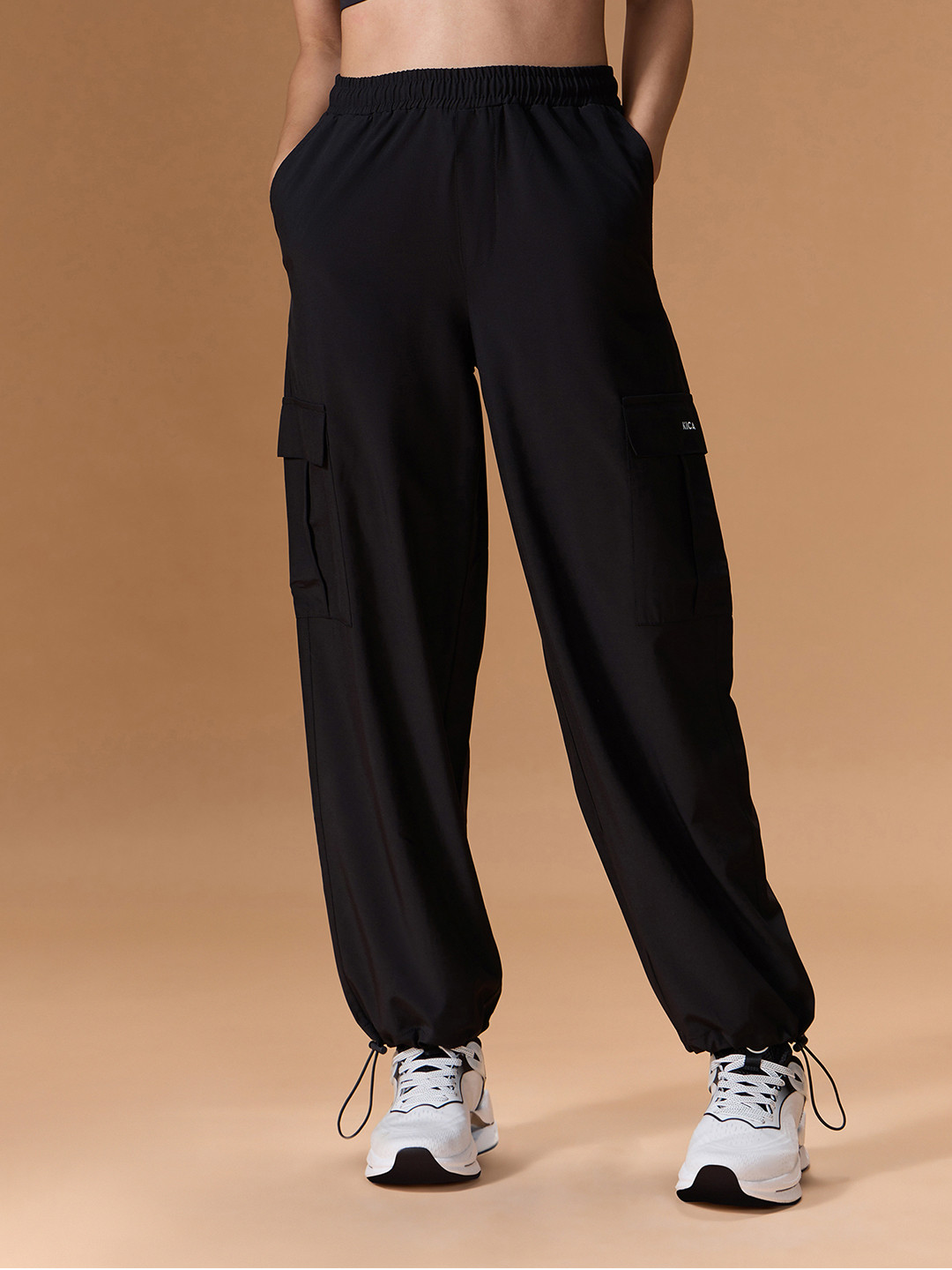 KICA Women Mid Rise Dry Fit High Waist Cargo Pants With Pockets