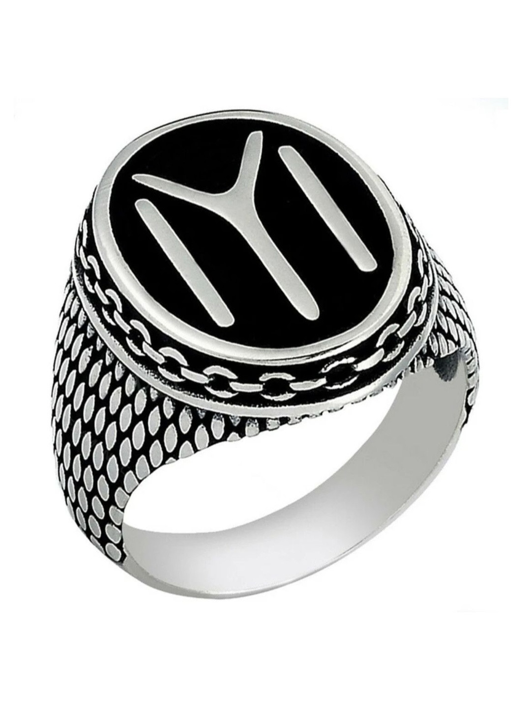 SILVOSWAN Men Stainless Steel Sliver-Plated Finger Ring