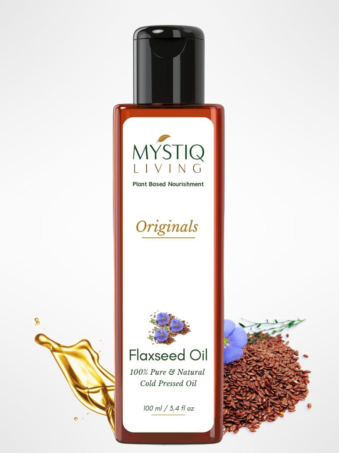MYSTIQ LIVING Flaxseed Oil For Hair & Skin 100% Pure Natural Cold Pressed 100 ml