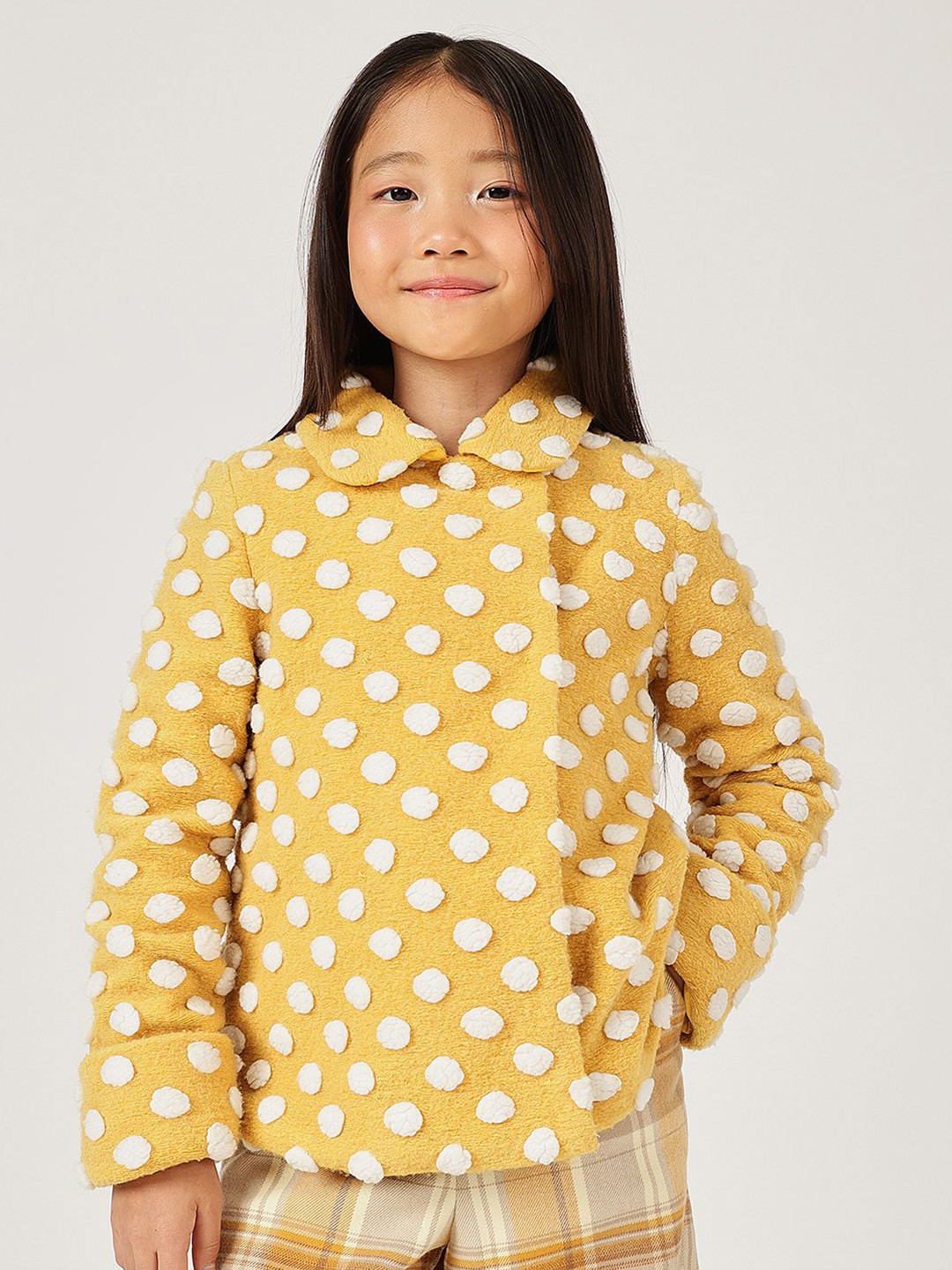 One Friday Girls Polka Dot Buttoned Overcoat