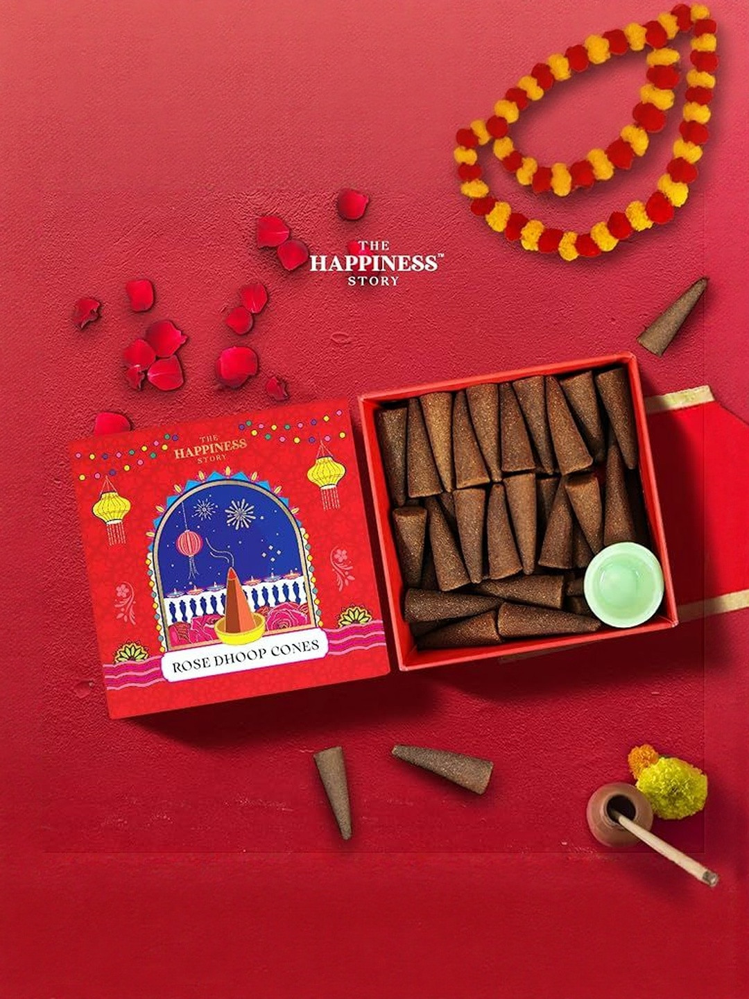 The Happiness Story 40 Pieces Rose Dhoop Cone