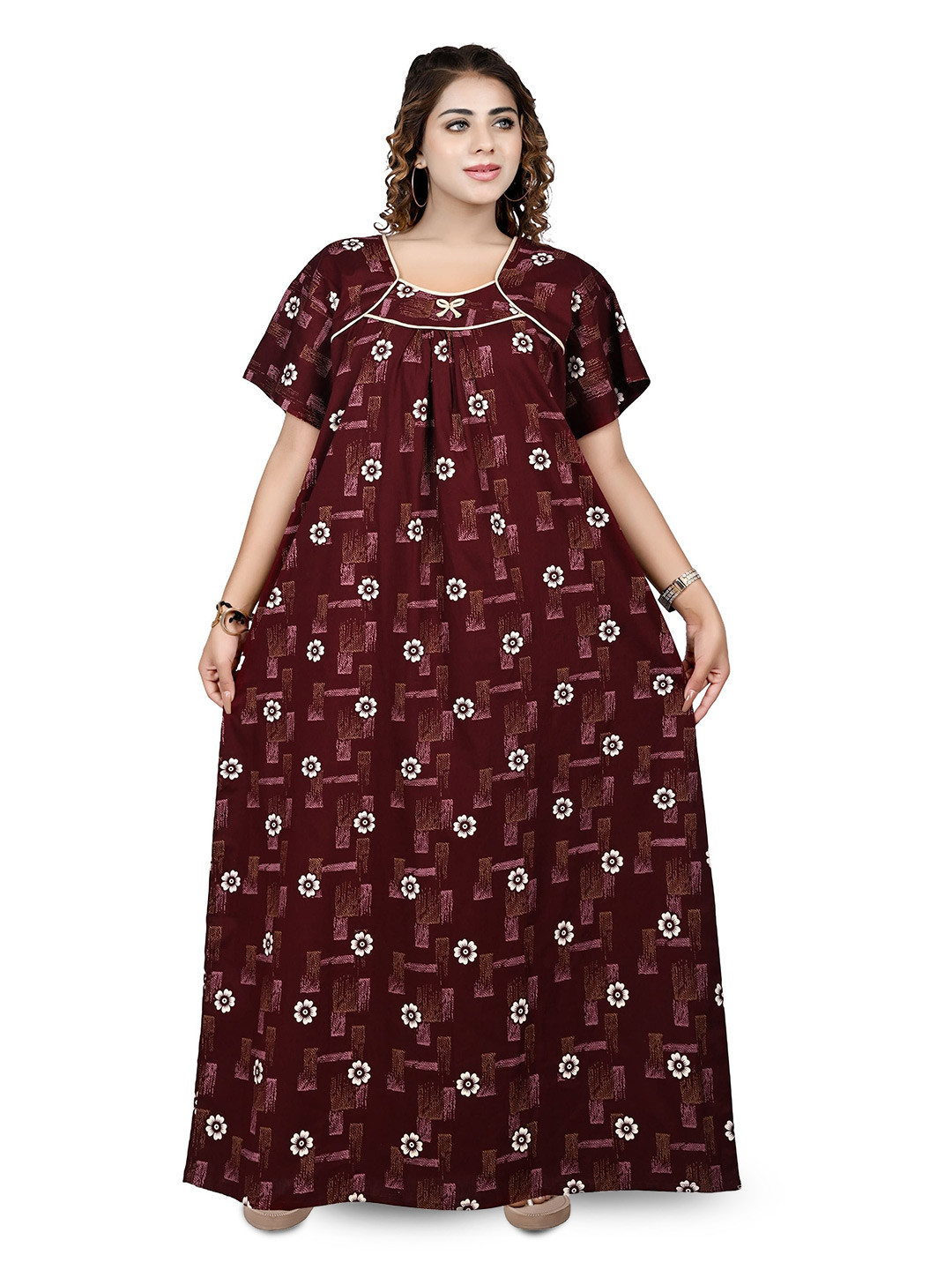 Bindass Female Collection Women Pure Cotton Maxi Nightdress