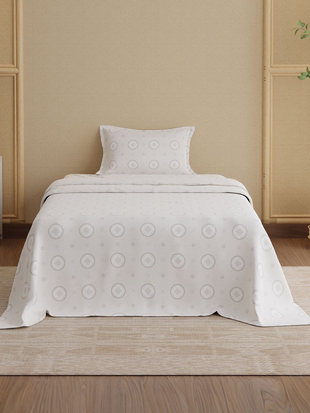 Boutique Living India Indo Musk Kasturi Cotton 200 TC Single Bedsheet with 1 Pillow Covers