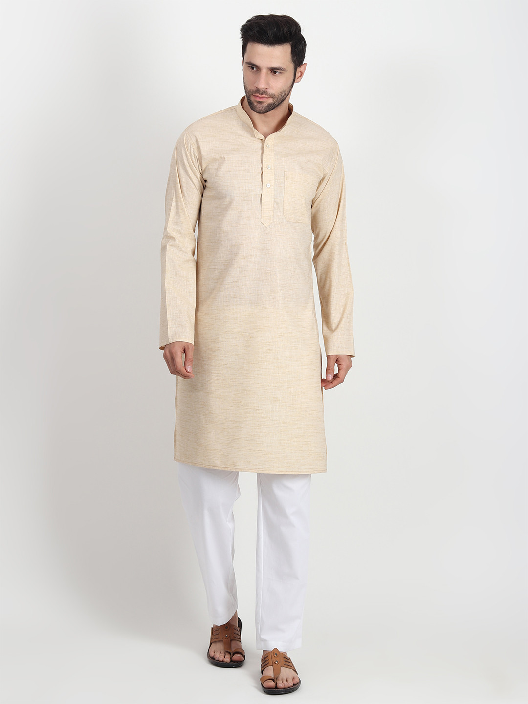 DASTEKARIGAR Mandarin Collar Straight Kurta With Pyjama