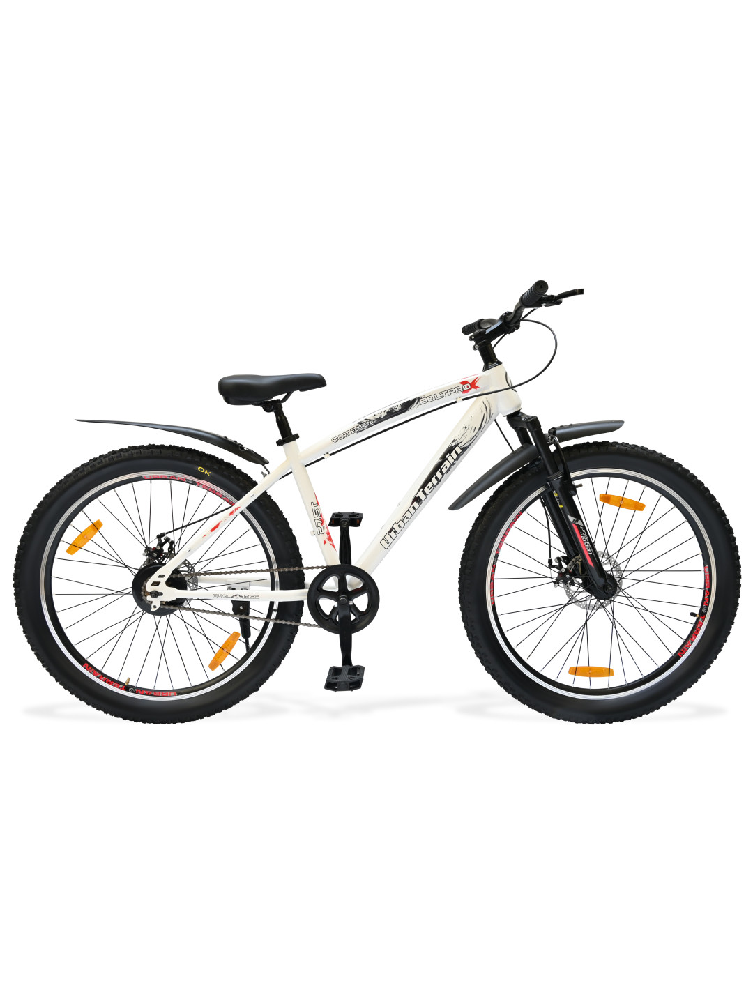 URBAN TERRAIN Bolt Pro Cycles 27.5T Steel Frame Single Speed Mountain Bike-White