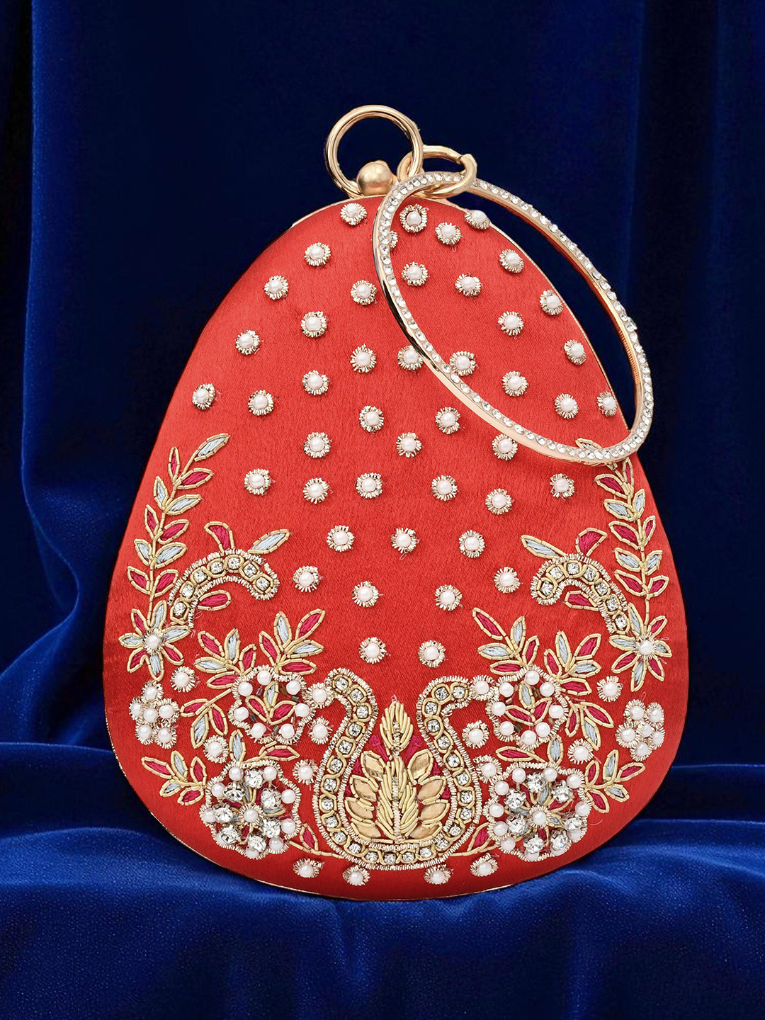 FOR THE BEAUTIFUL YOU Women Embroidered Embellished Shoulder Strap Box Clutch