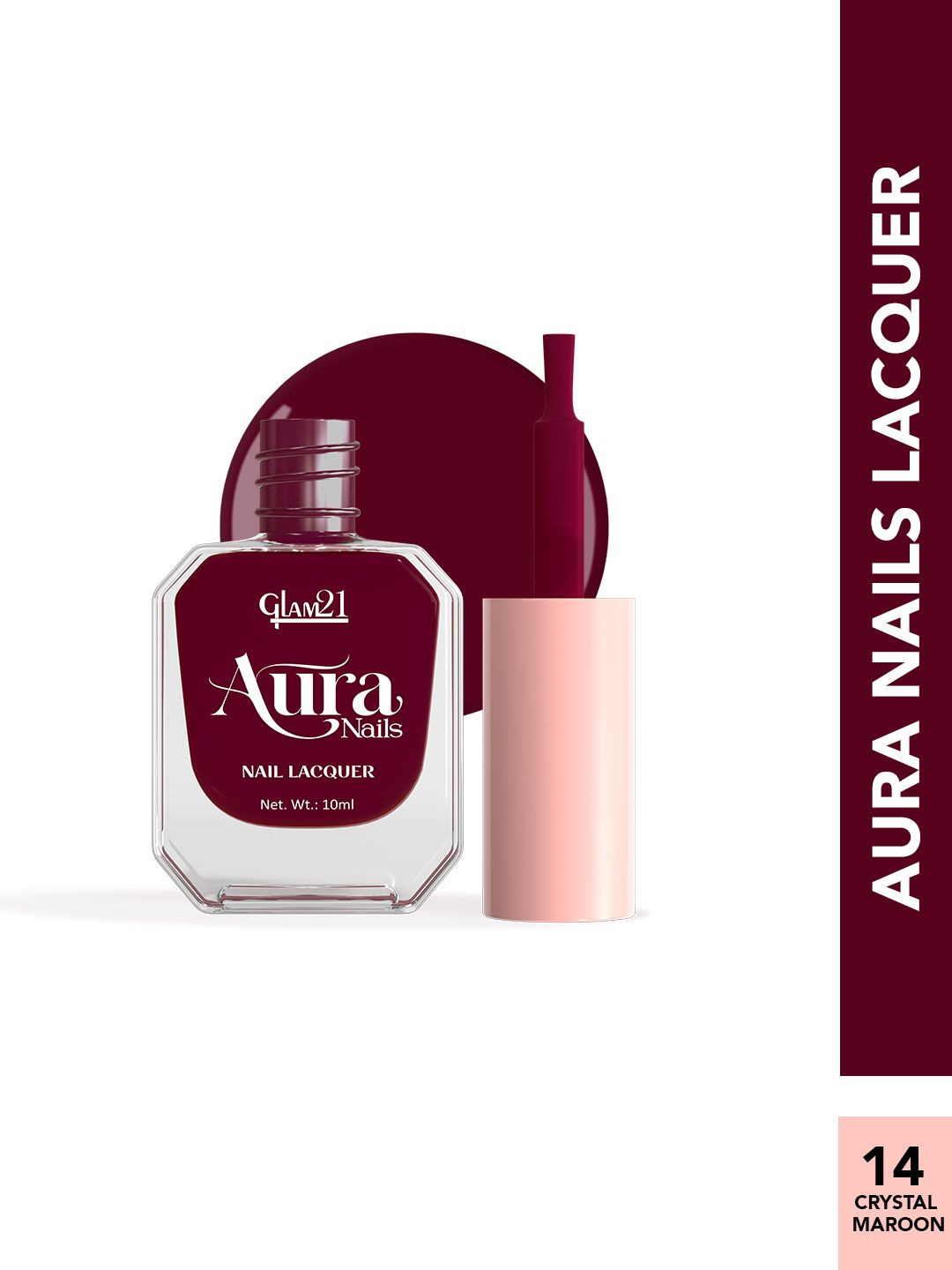 GLAM21 Aura Nails High-Shine Nail Lacquer 10ml - Crystal Maroon 14