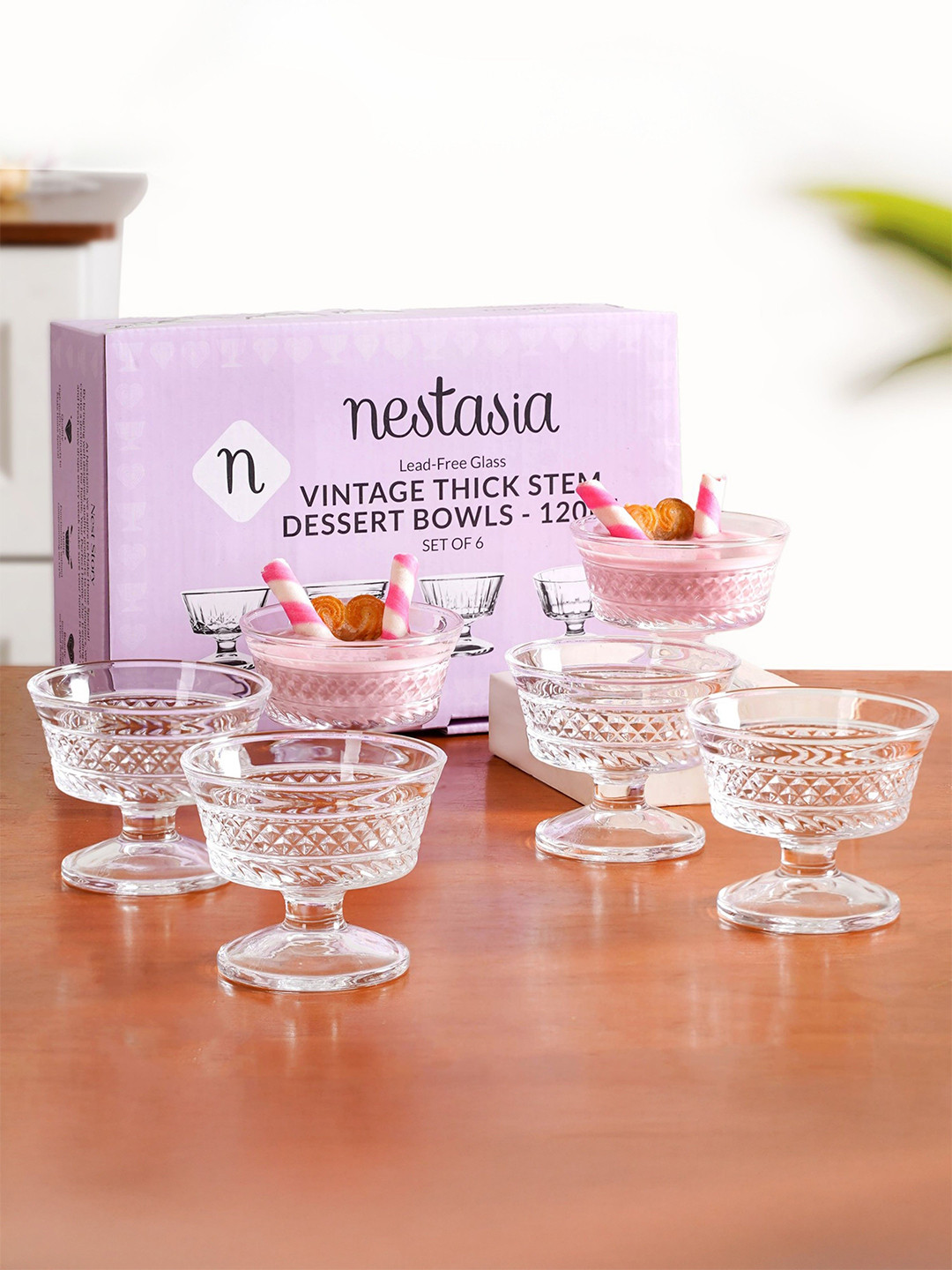 Nestasia Unisex 6 Pieces Transparent Retro Glass Bowls