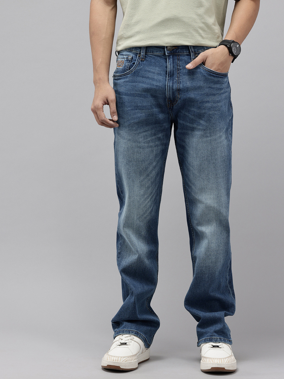 U.S. Polo Assn. Denim Co. Men Connor Bootcut Embroidered Stretchable Jeans