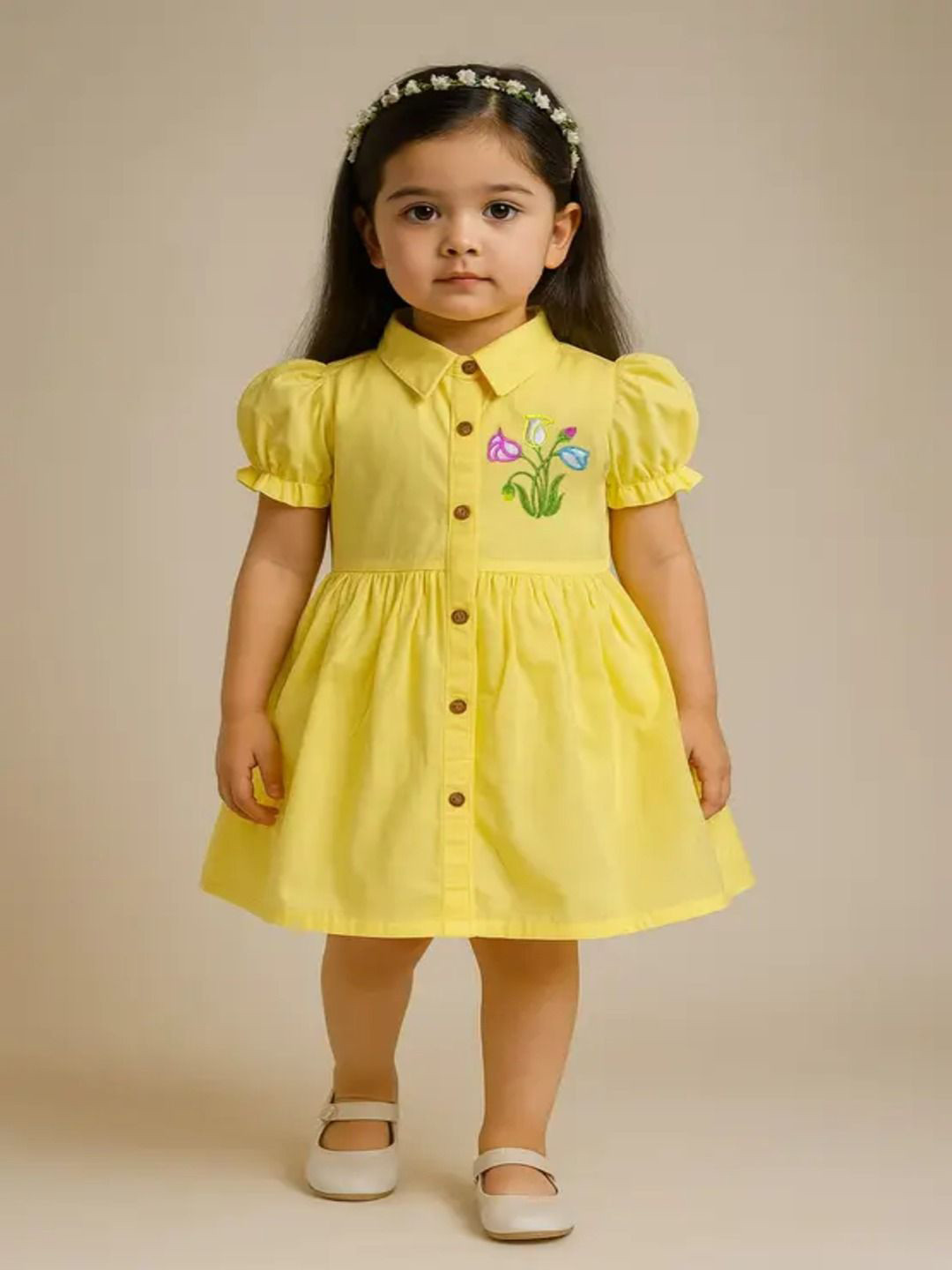 STYLE CONNECT Girls Floral Embroidered Fit & Flare Dress