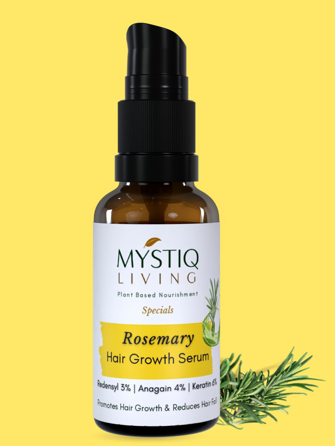 MYSTIQ LIVING Rosemary Hair Growth Serum with Redensyl & Anagain for Hairfall Control 30ml