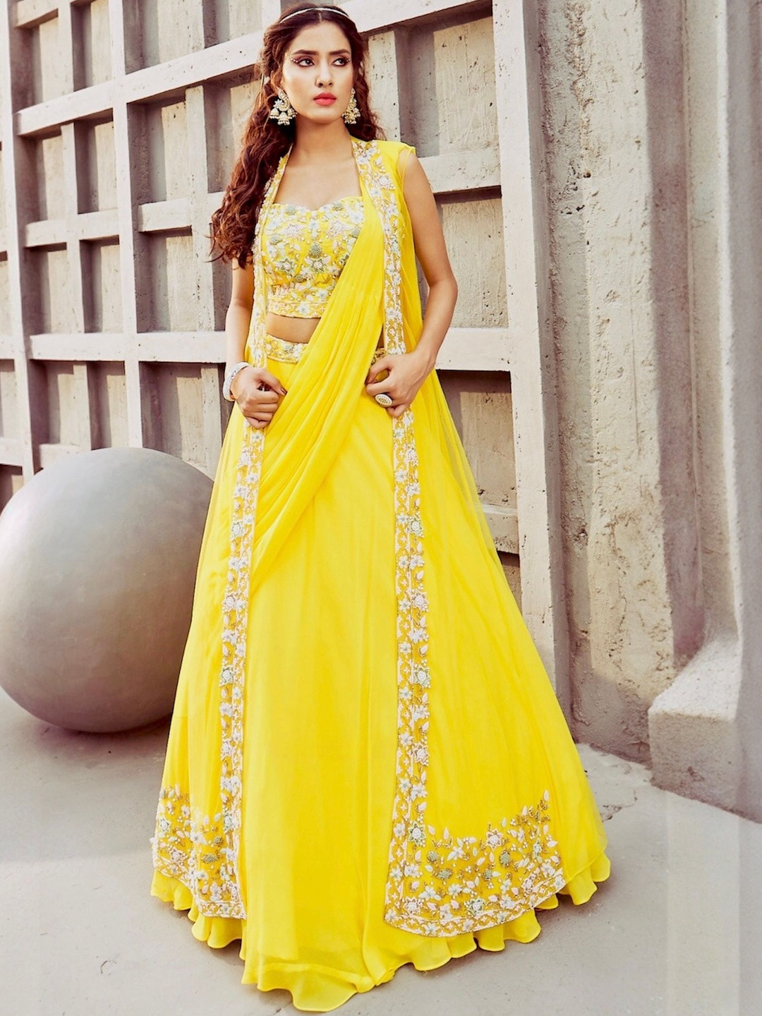 CHIKIRPOLO Women Embroidered Thread Work Ready to Wear Lehenga & Blouse With Dupatta
