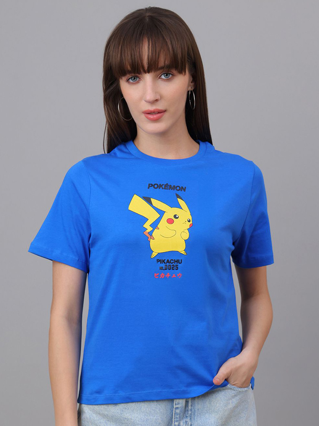 Free Authority Pokemon Printed Crew Neck Regular Fit Pure Cotton T-Shirt