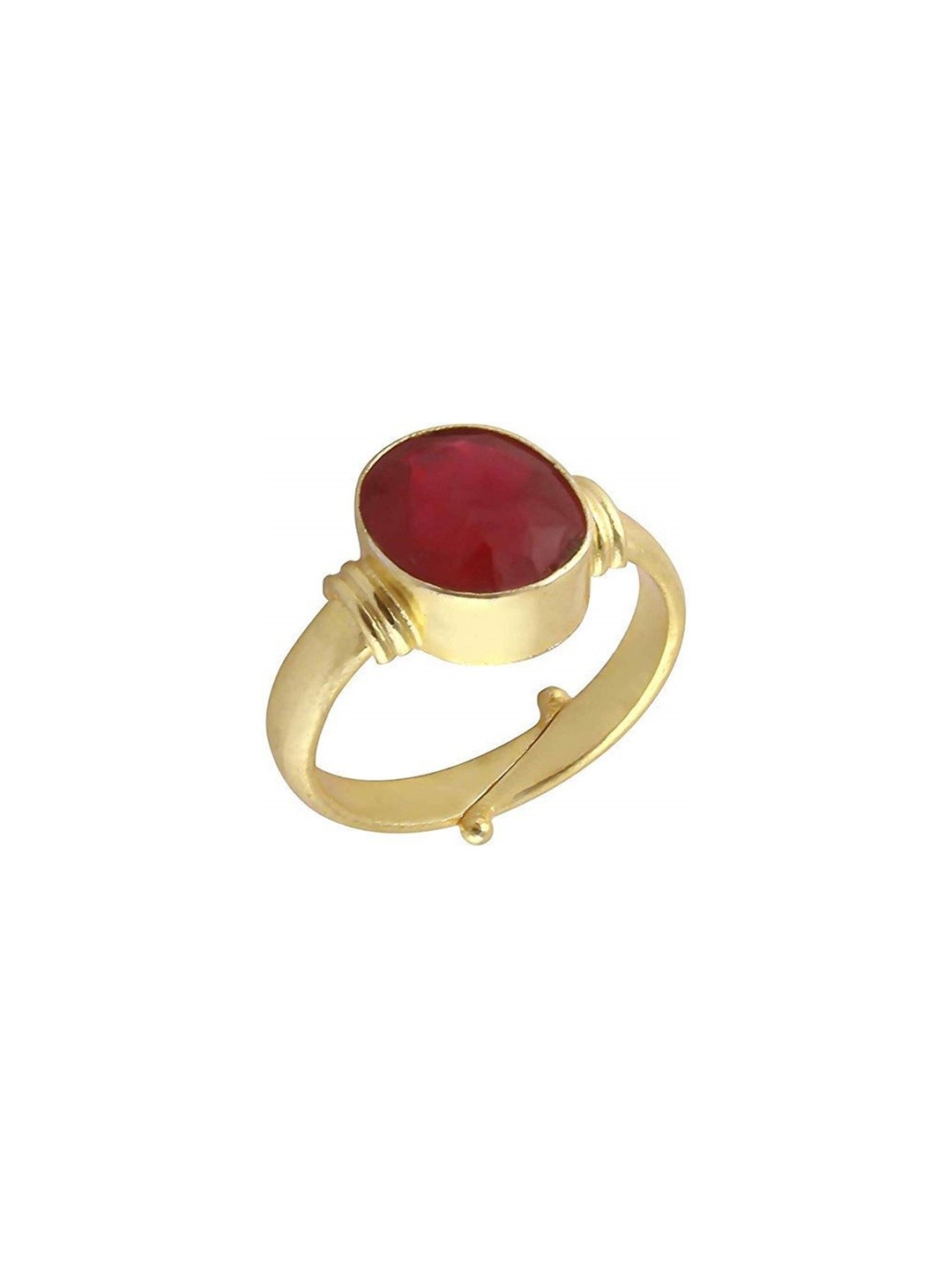 elitemart Men Gold-Plated Ruby Stone Brass Finger Ring
