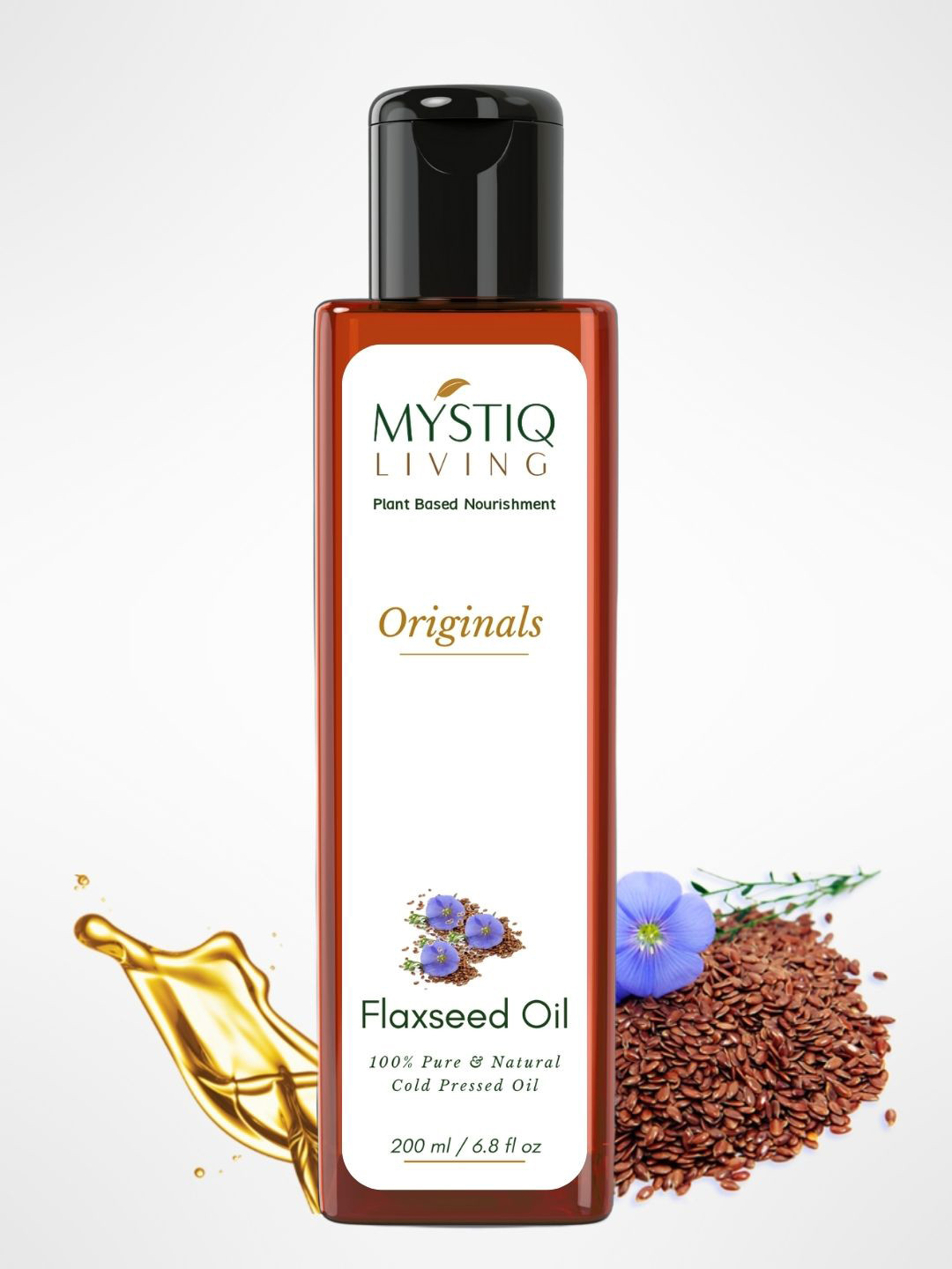 MYSTIQ LIVING Flax Seed Oil For Hair & Skin 100% Pure Natural Cold Pressed 200 ml