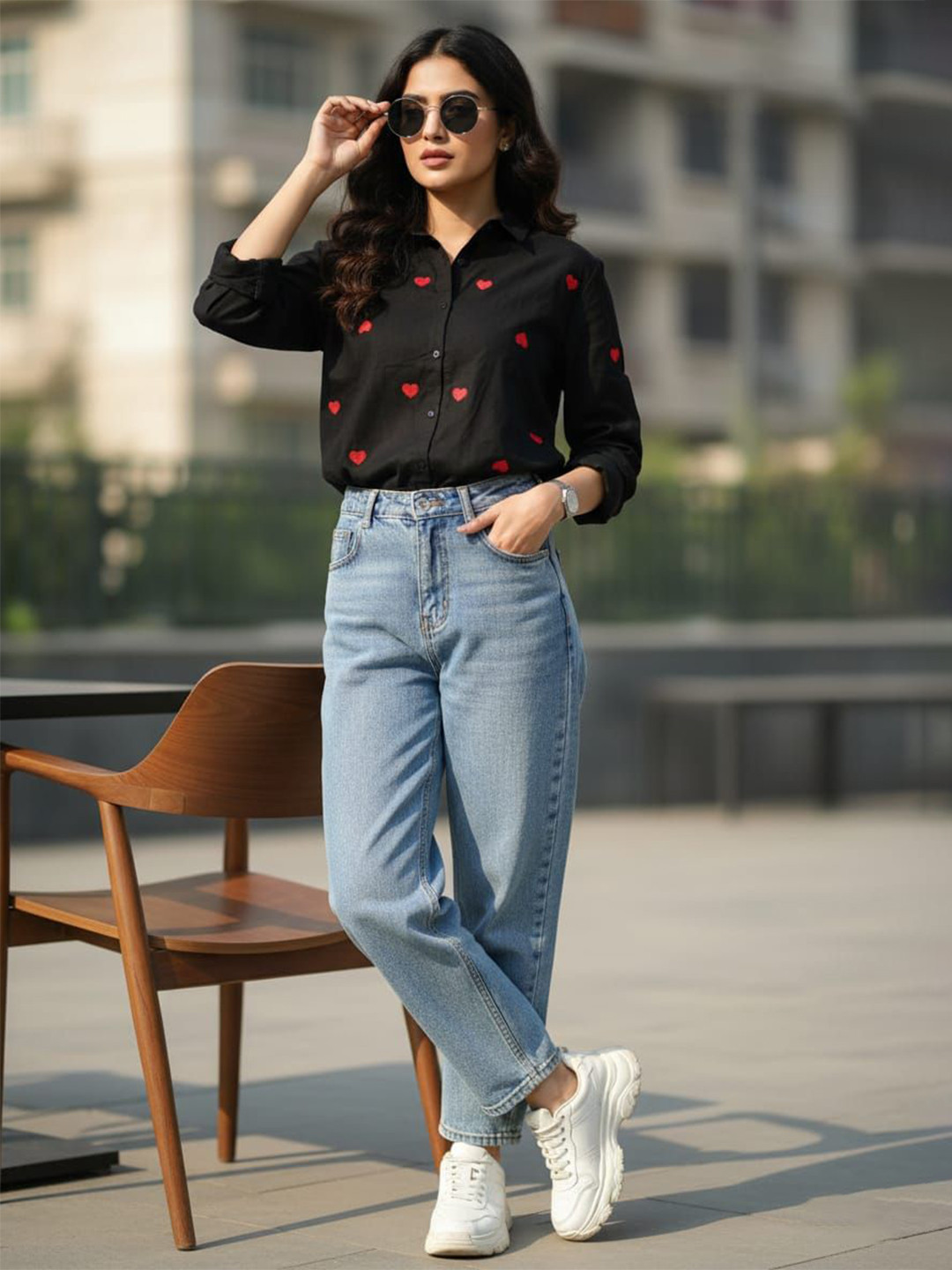 HIGH BUY Women Classic Printed Casual Shirt