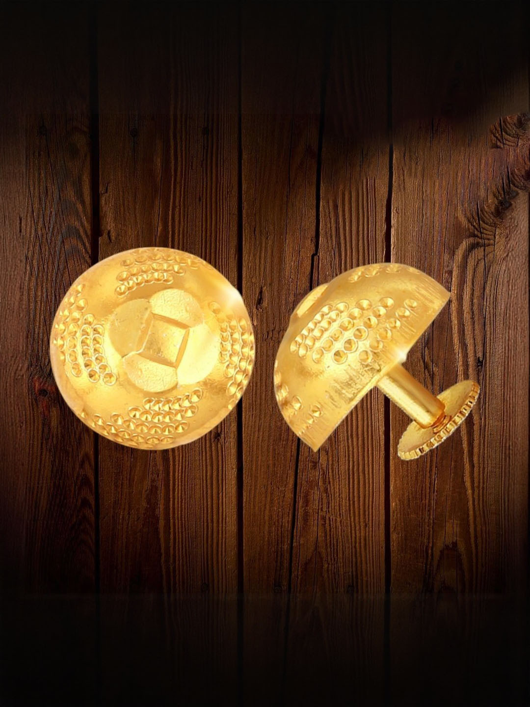 VIVASTRI Women Gold-Plated Circular Post and Back Studs Earrings