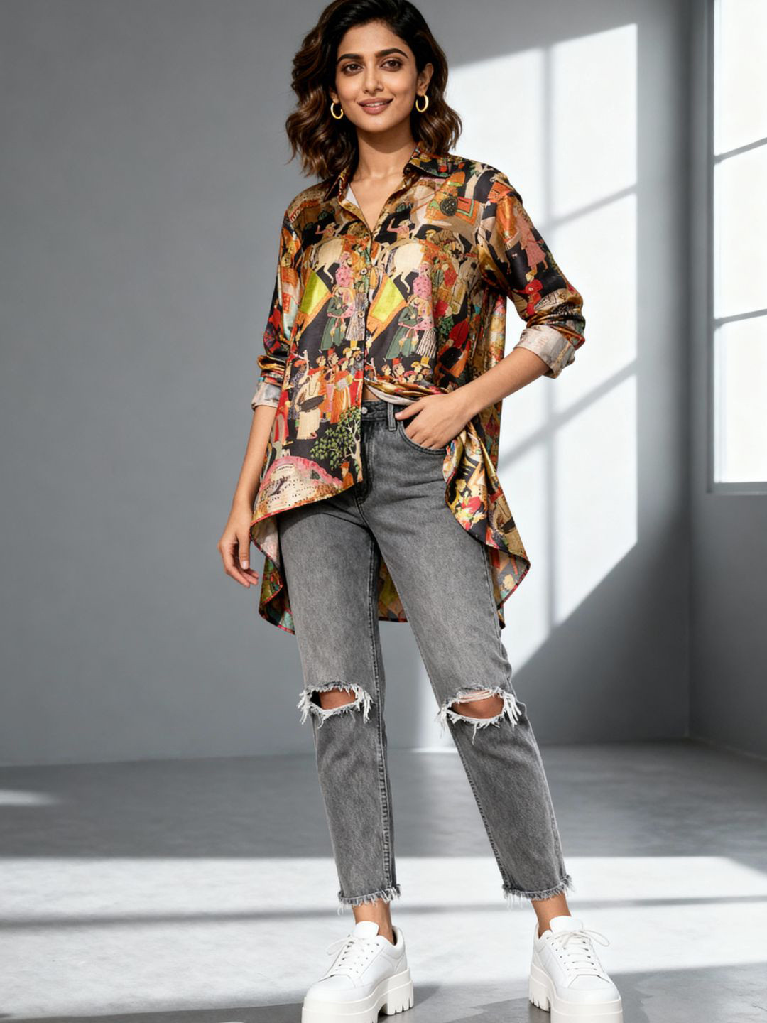PIAAH Women Classic Printed Casual Shirt