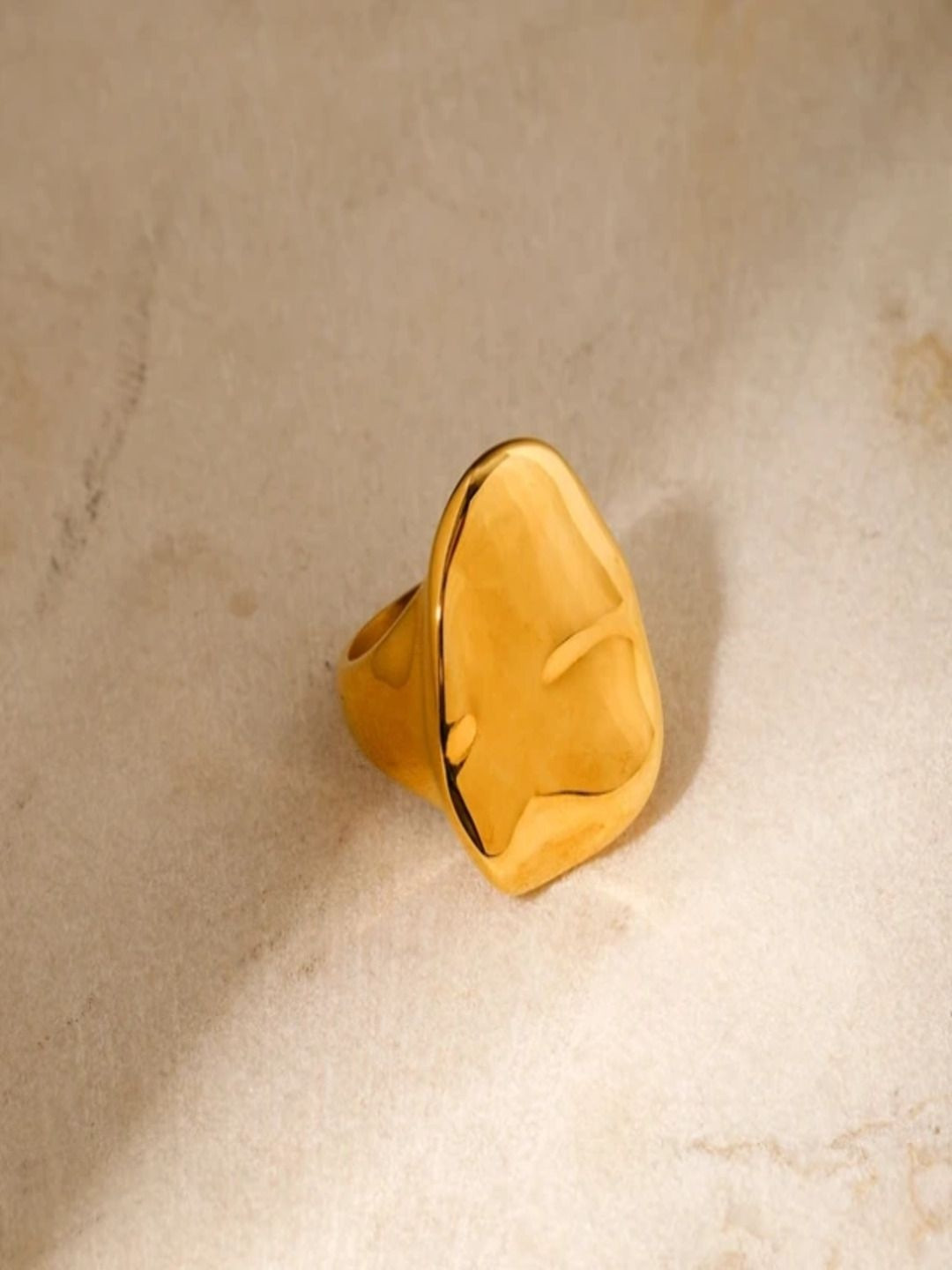 Selenes Women Gold-Plated Geometric Finger Ring