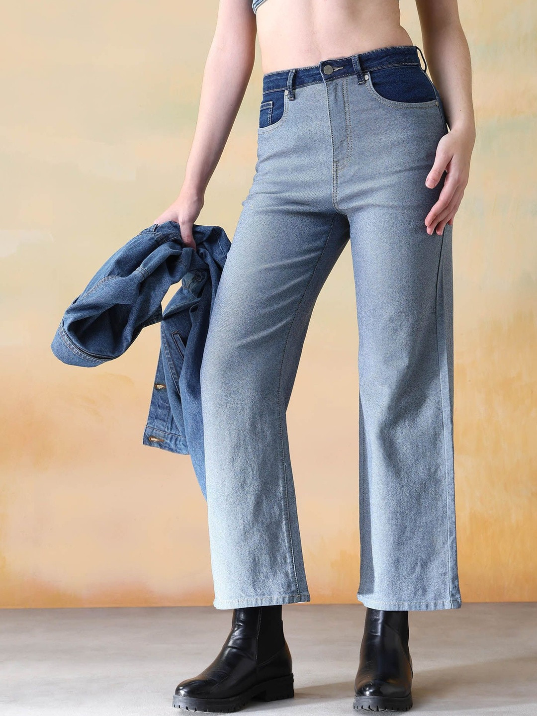 Flying Machine Women High-Rise Wide Leg Stretchable Jean