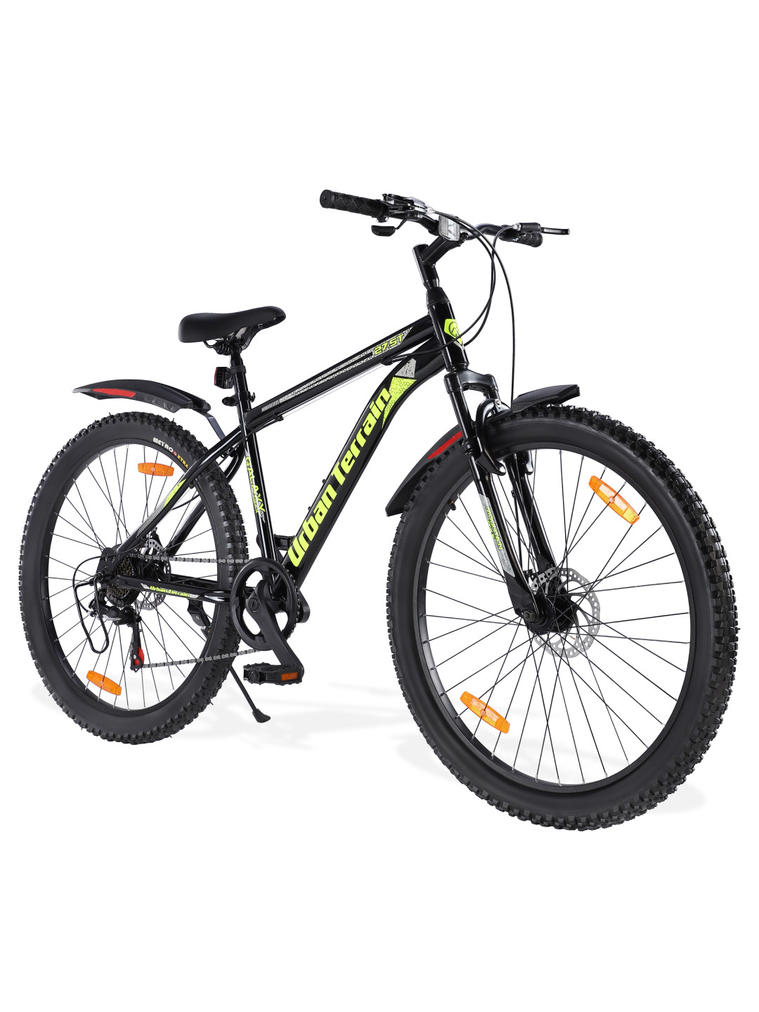 URBAN TERRAIN Galaxy Max Geared 7 Speed 27.5T Mountain Bike Black & Green