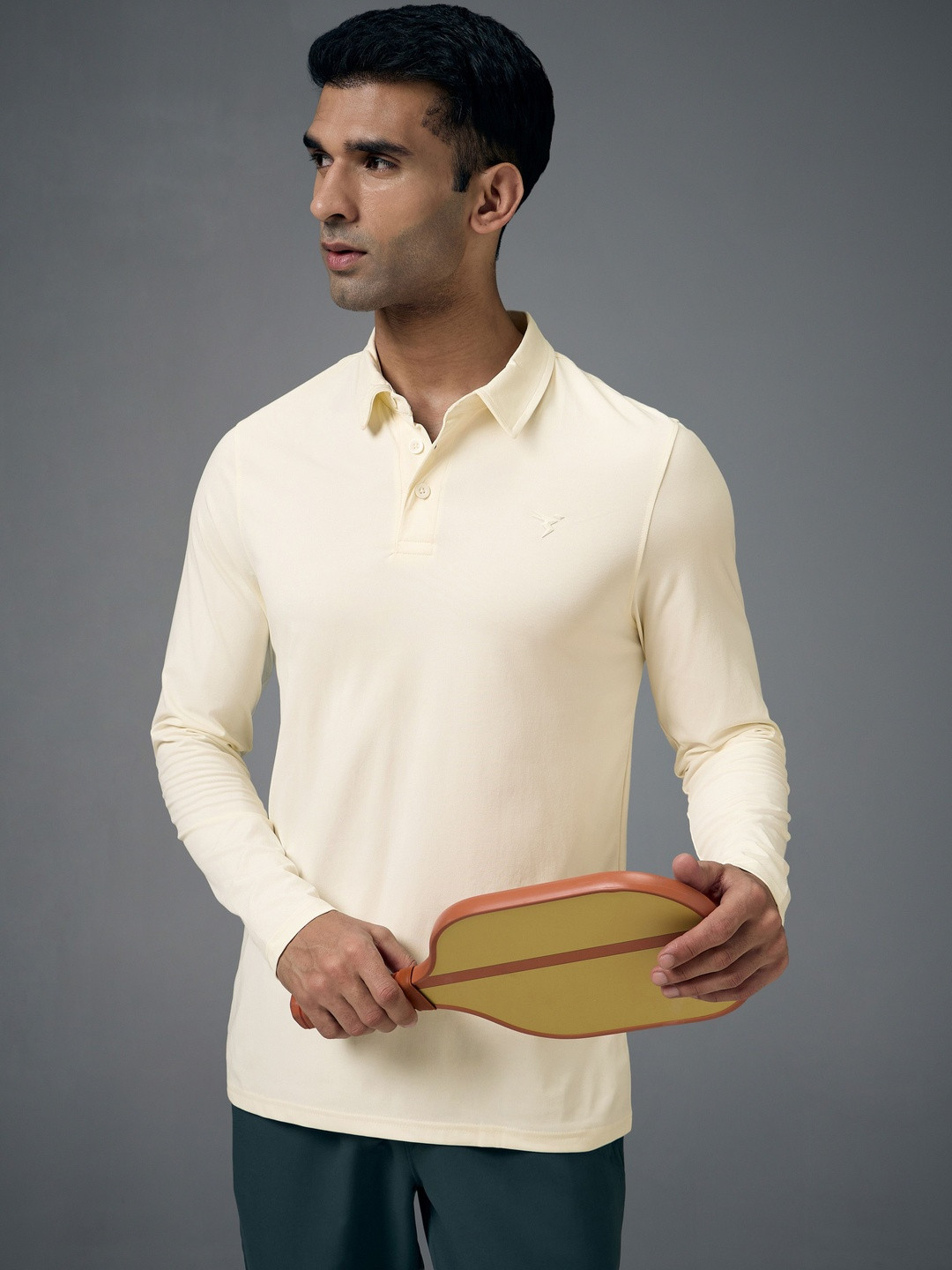 Technosport Men Slim Fit Polo Collar Long Sleeve Anti Static T-shirt