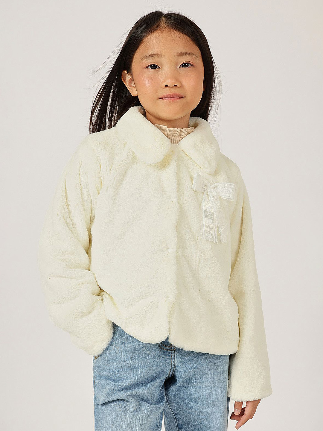 One Friday Girls Shirt Collar Buttoned Long Sleeves Overcoat