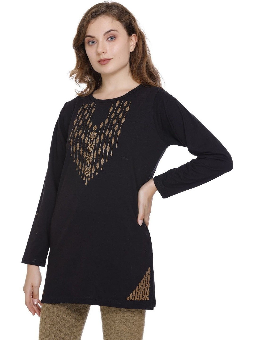 URBE-URBAN EVOLUTION Pack Of 2 Women Printed Round Neck Long Sleeves Lounge T-Shirt