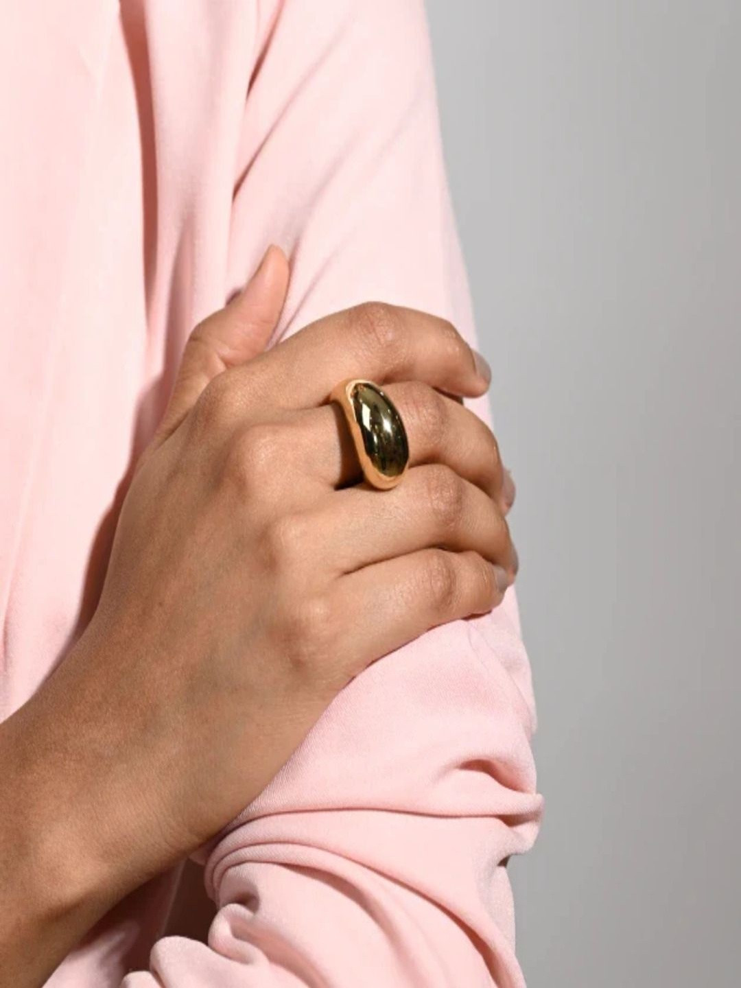 Selenes Elara 18KT Gold-Plated Stainless Steel Elara Orb Statement Finger Ring