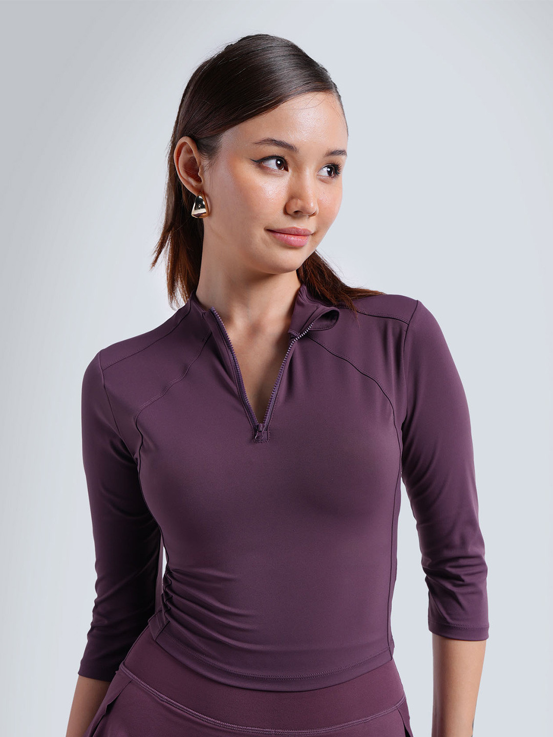 CAVA Women Wine Silhouette Zip Top