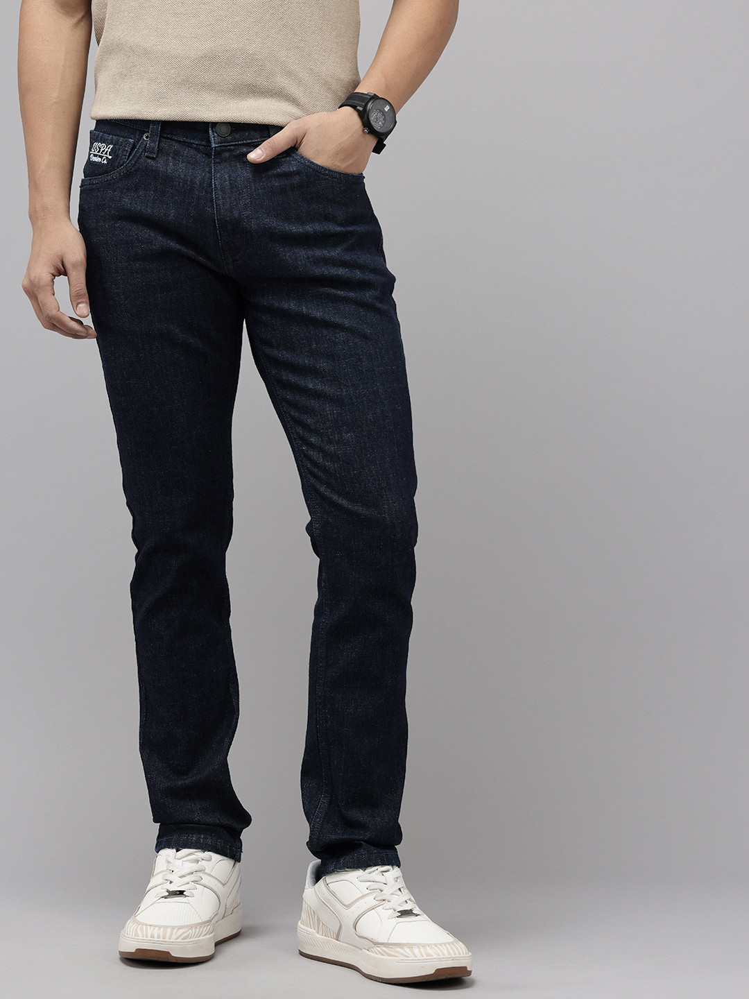 U.S. Polo Assn. Denim Co. Men Brandon Slim Tapered Embroidered Stretchable Jeans