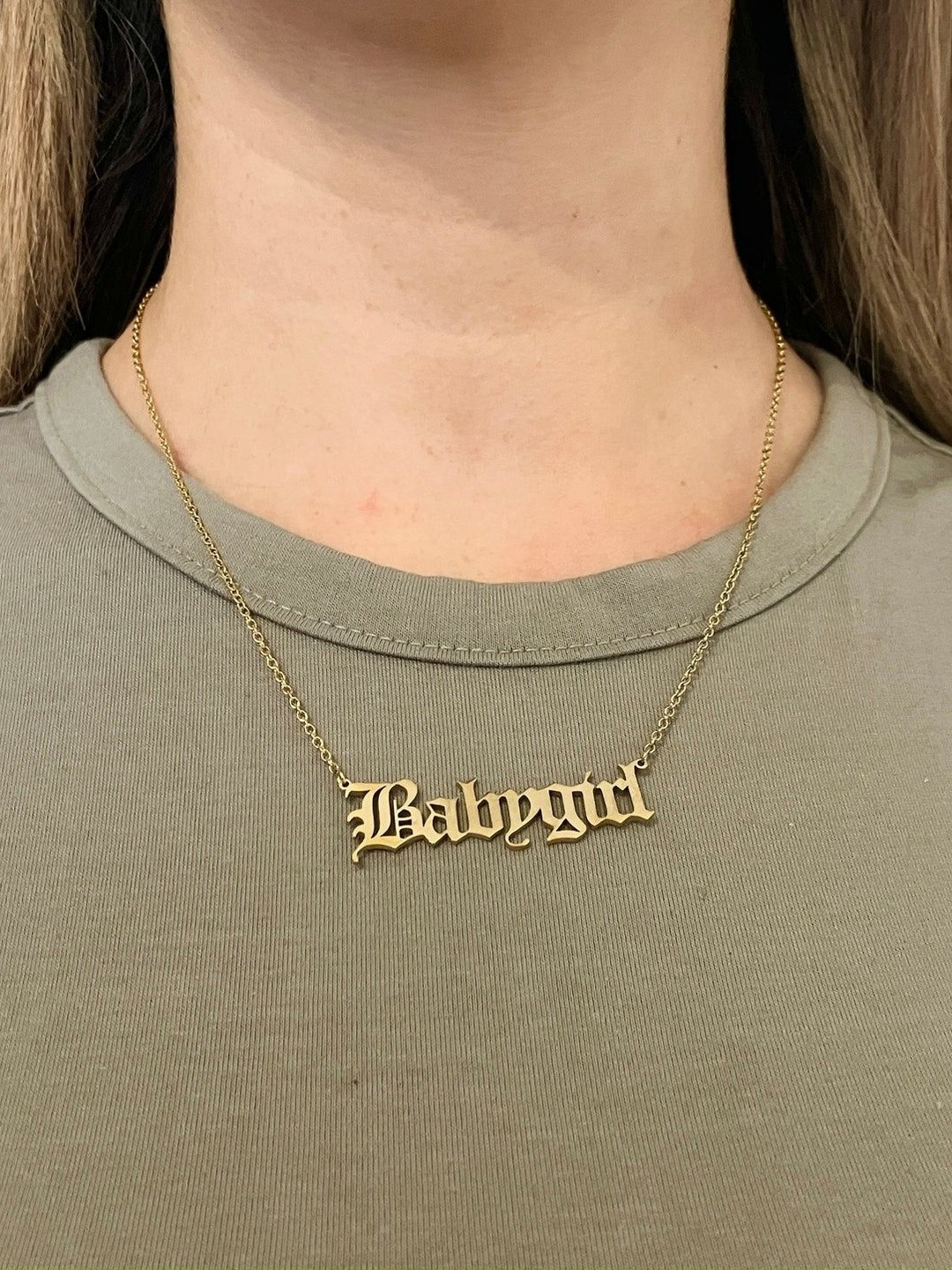 DressBerry Gold-Plated Baby Girl Word Statement Necklace