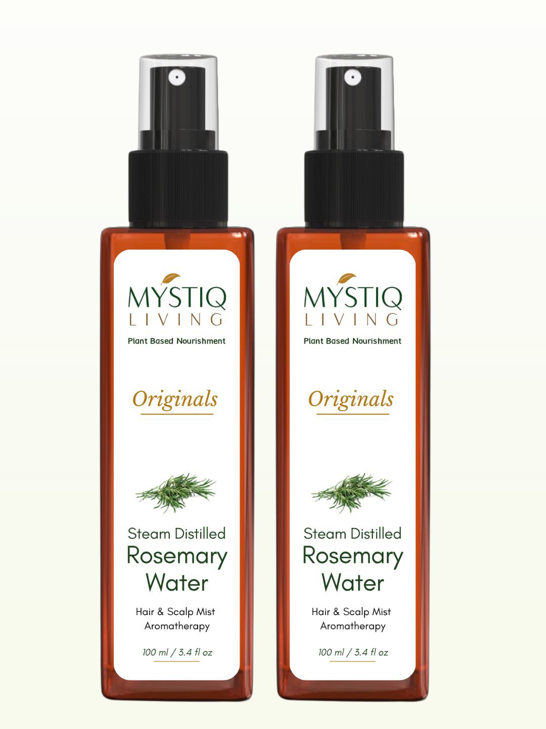 MYSTIQ LIVING Set of 2 Rosemary Water Hair Spray for Growth & Thicker Hair- 100ml Each