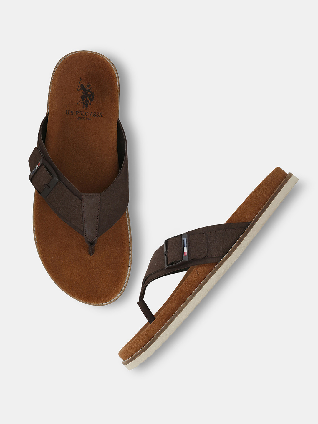 U.S. Polo Assn. Men Leather Slip-On Comfort Sandals