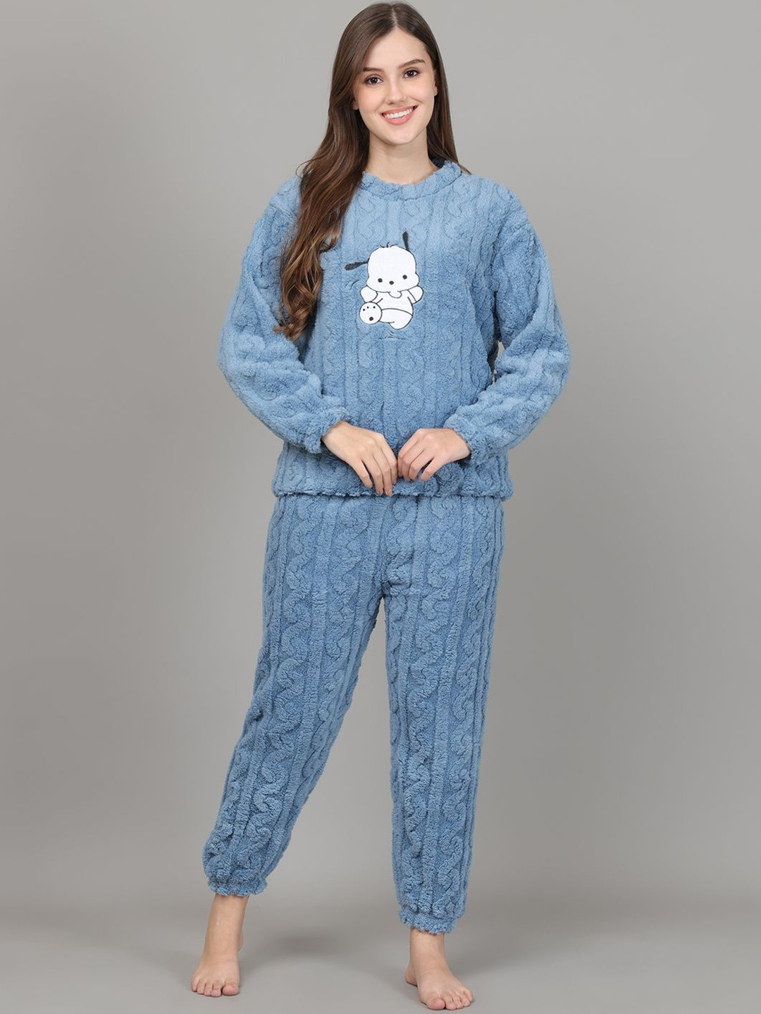 GRACIT Graphic Printed Long Sleeves Fleece T-shirt & Joggers