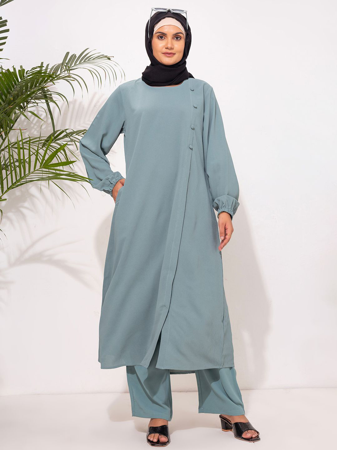 SANASH Collections Round Neck Long Sleeves Tunic With Trouser Co-Ords
