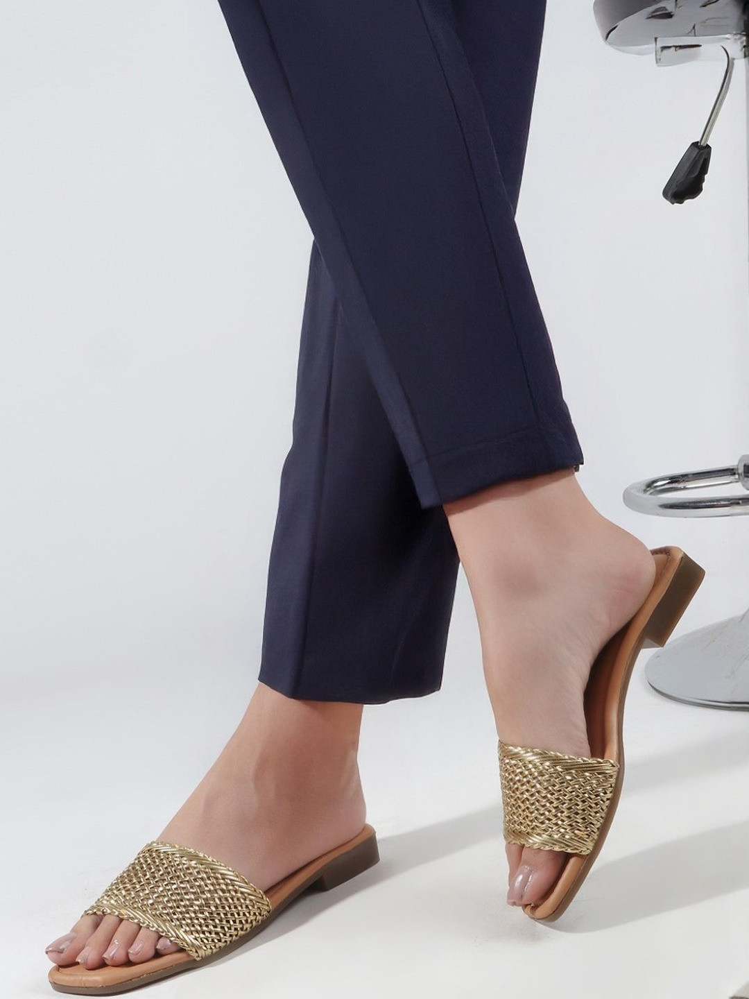 PLANET WALK Ethnic Embellished Open Toe Flats