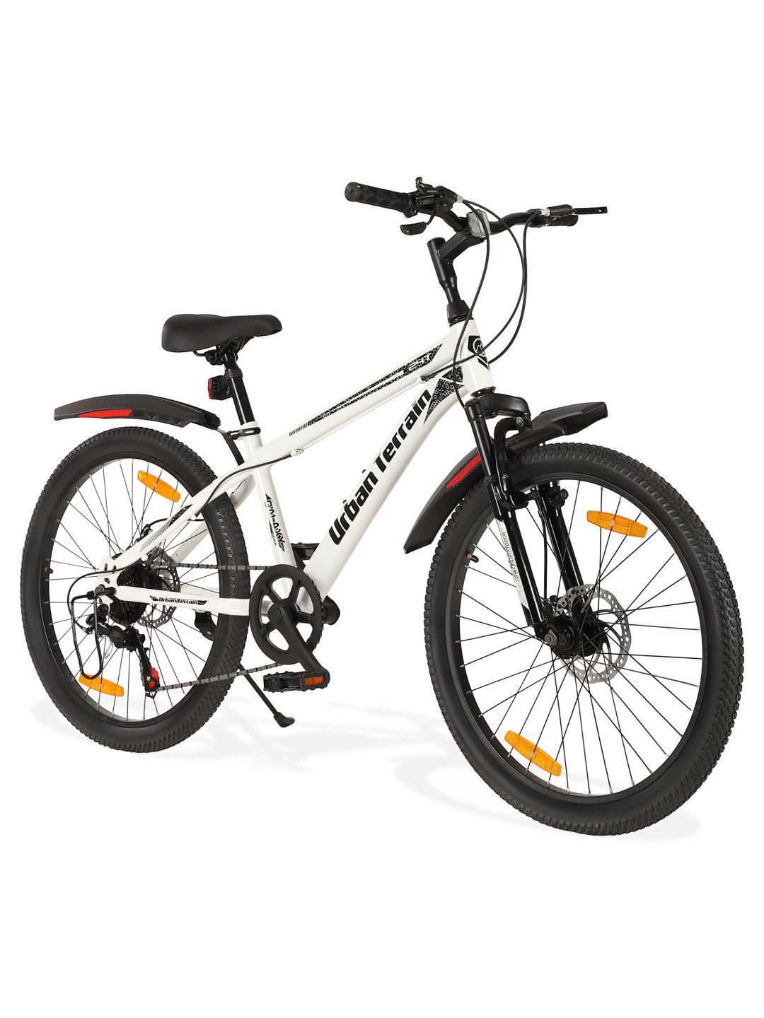 URBAN TERRAIN Galaxy Max Geared 24T Steel 7 Mountain Bike White & Black