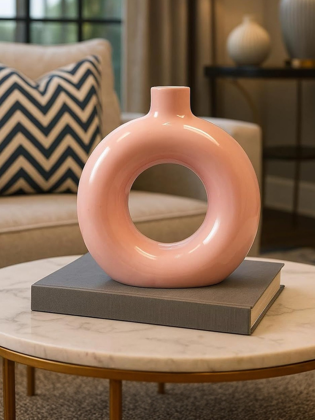 Manifested Decor Pink Ceramic Donut Vases