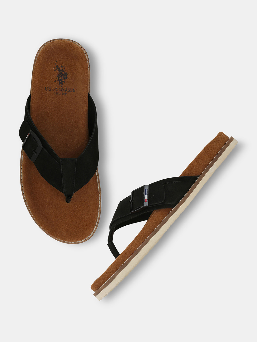 U.S. Polo Assn. Cushioned Footbed Leather Comfort Sandals