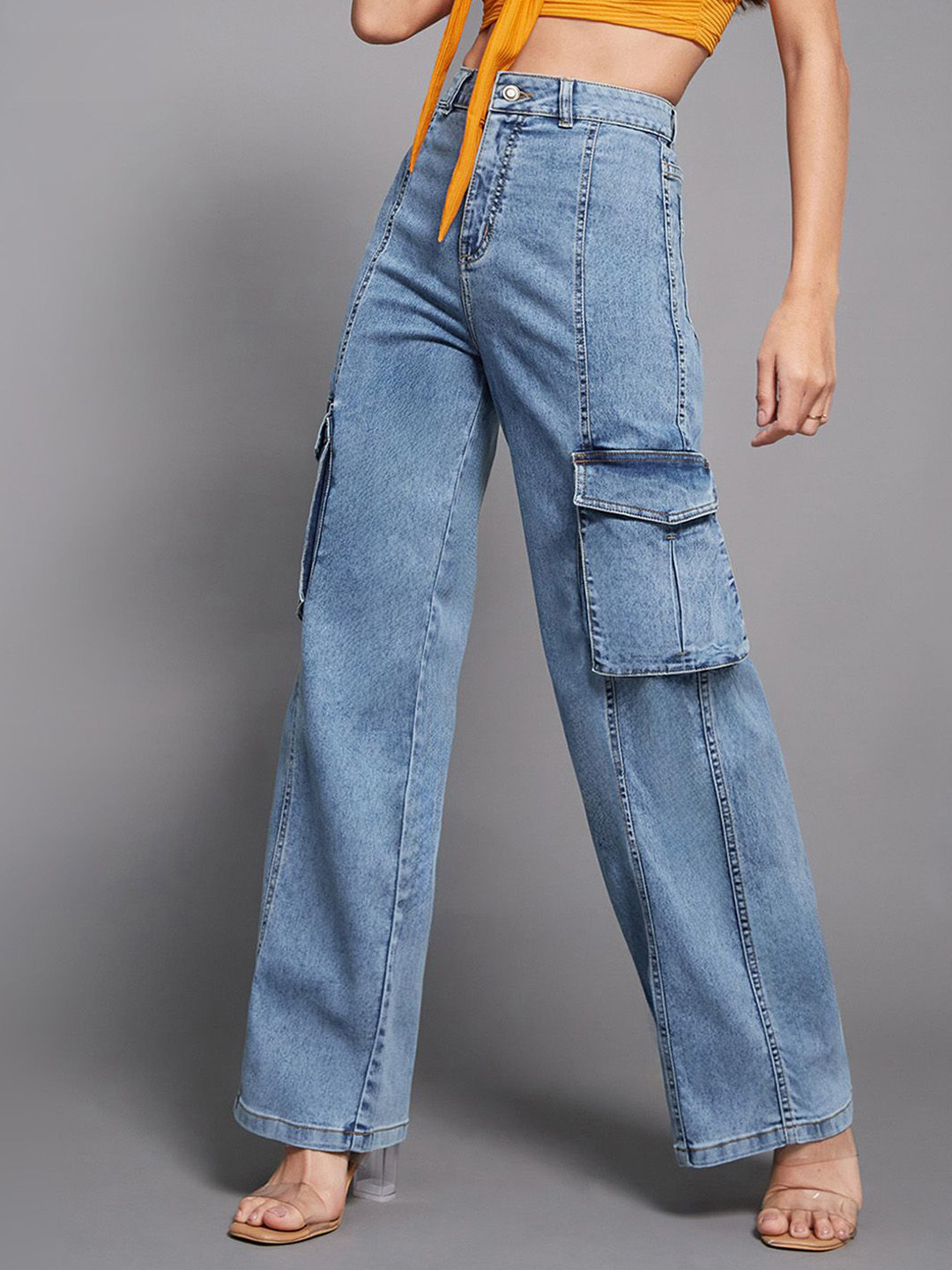 Miss Chase Women's Wide-Leg High-Rise Denim Jeans