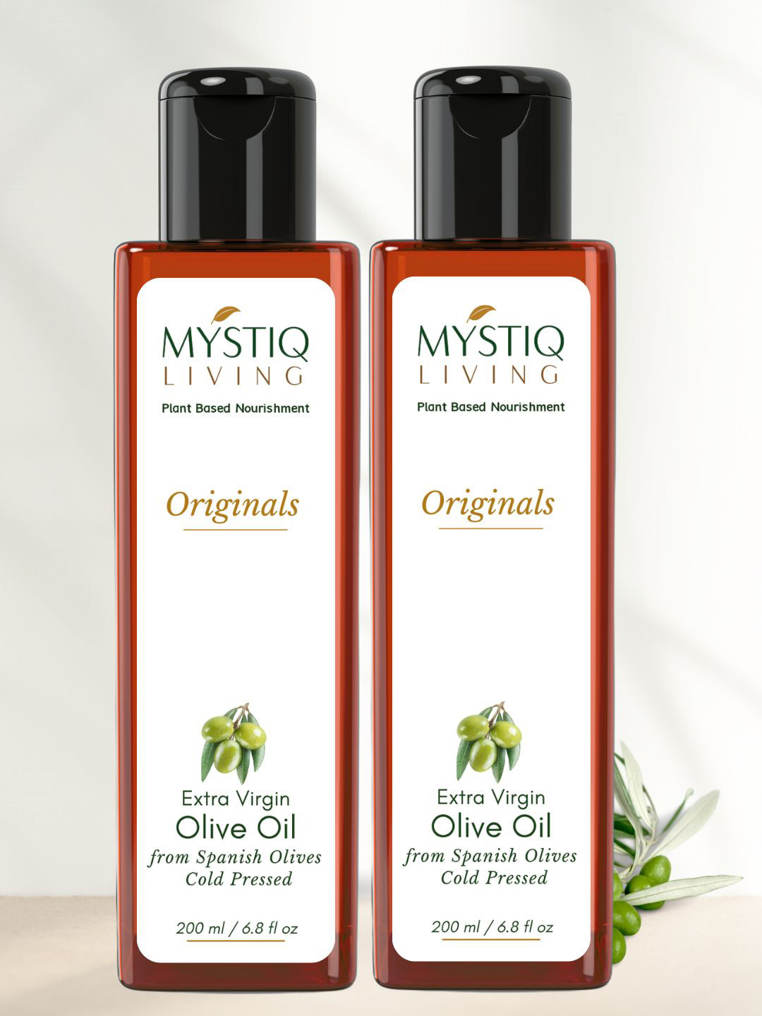 MYSTIQ LIVING Pure Cold Pressed Extra Virgin Olive Oil for Healthy Hair & Skin -200ml Each