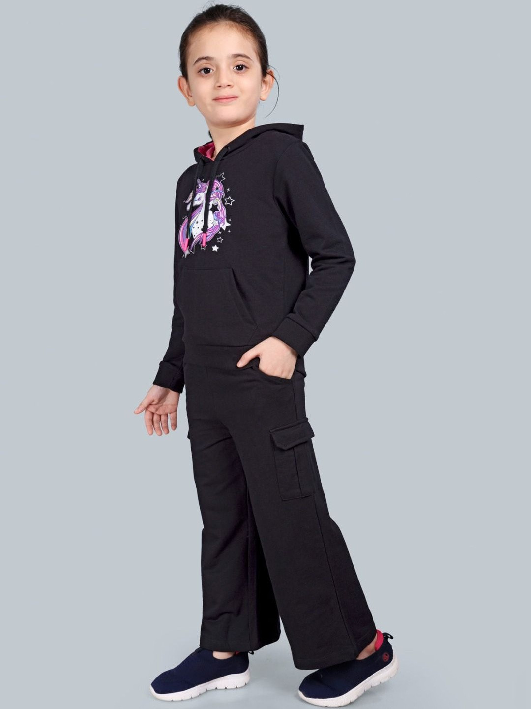 PLUM TREE Girls Graphic Printed Pure Cotton Sweatshirt With Joggers