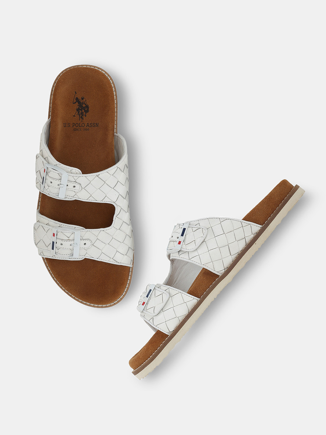 U.S. Polo Assn. Men Leather Comfort Sandals with Buckle