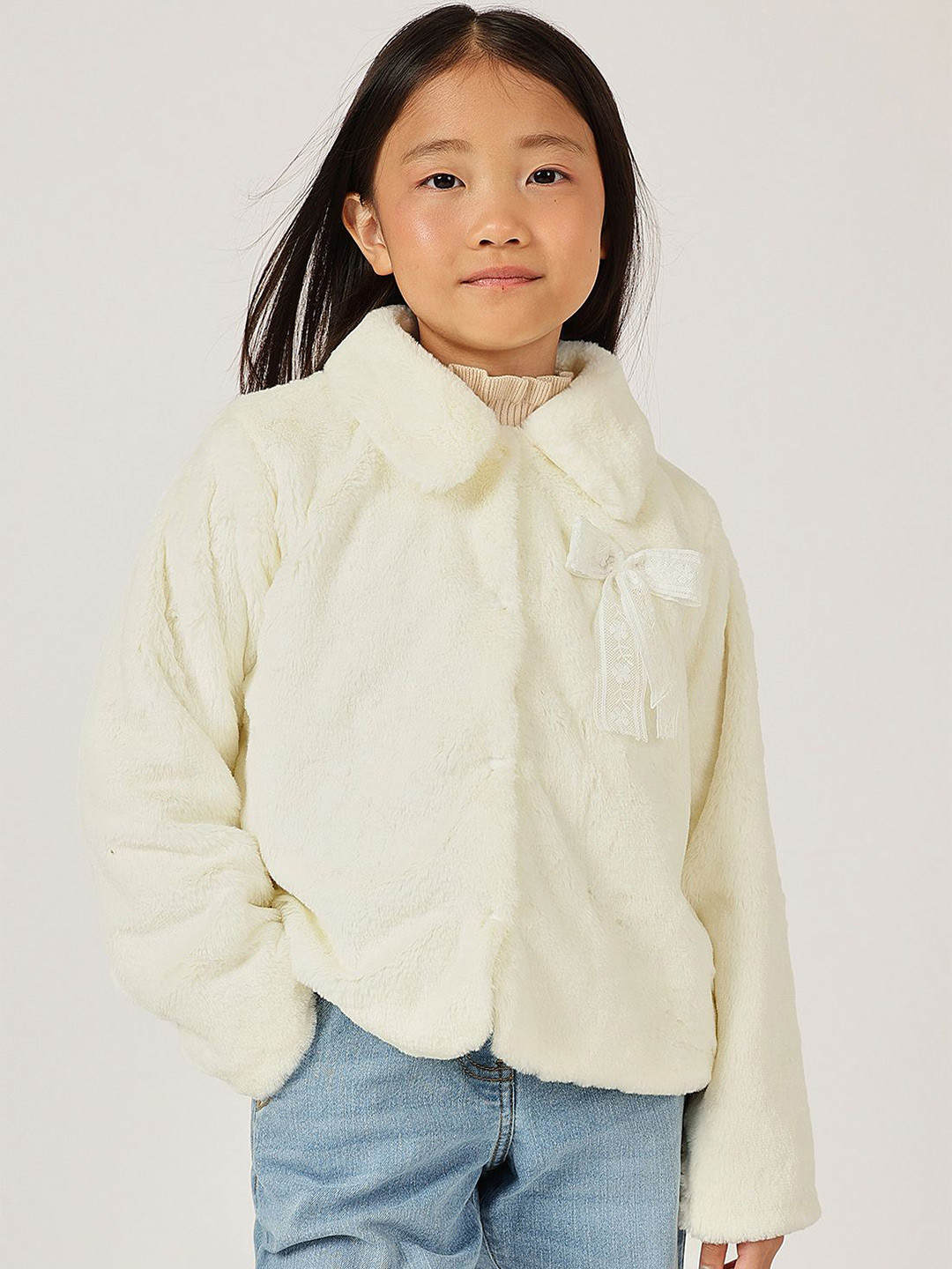 One Friday Girls Shirt Collar Buttoned Long Sleeves Overcoat