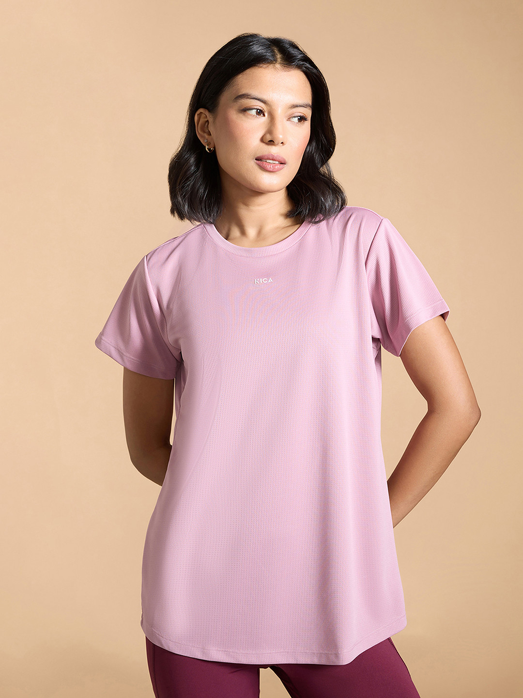 KICA Plus Size Round Neck Long Length Training Active T-shirt