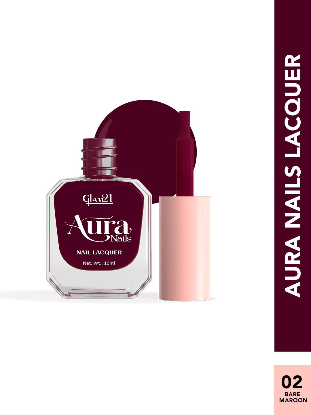 GLAM21 Aura Nails High-Shine Chip-Resistant Nails Lacquer 10 ml - Bare Maroon 02